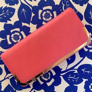 WATERMELON PINK WALLET WITH GOLD METAL LINING